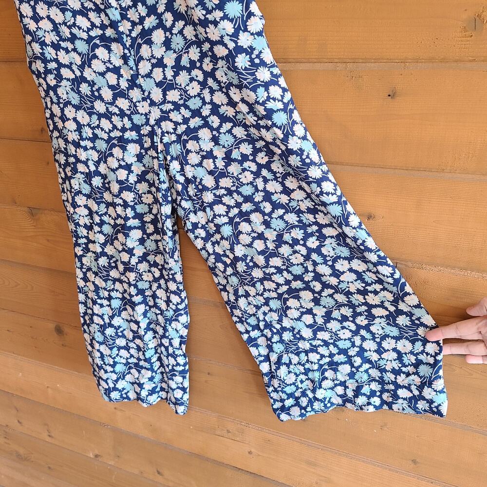 Madewell Pant Huston Floral Pull On Crop Blue French S Wide Leg Boho Cottage - Picture 5 of 8